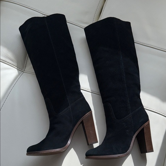 Coach Effie Black Suede Heeled Boots - Picture 1 of 17